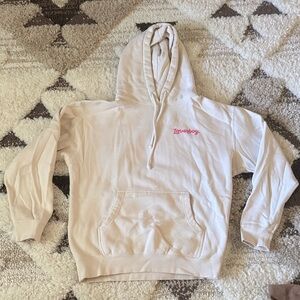 Cream Hoodie with Pink Logo